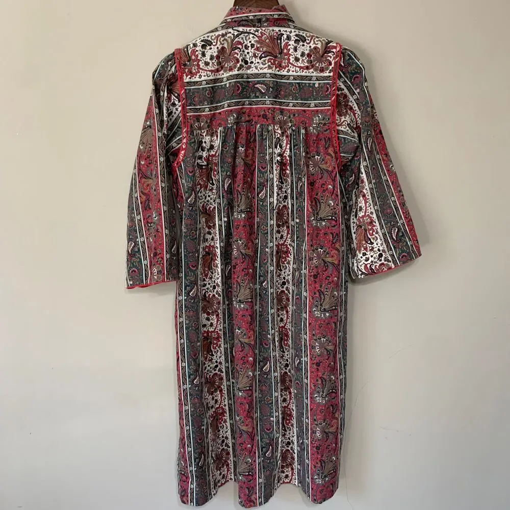 Vintage Models Coat Duster Lounge Pearl Snap Cottagecore Boho Paisley Size 12